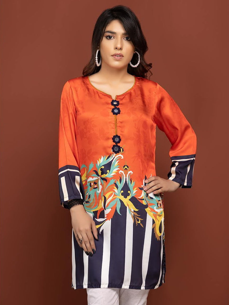 Labisa Silk di Kurti Unstitched Printed Silk 1Pc Shirt D-01