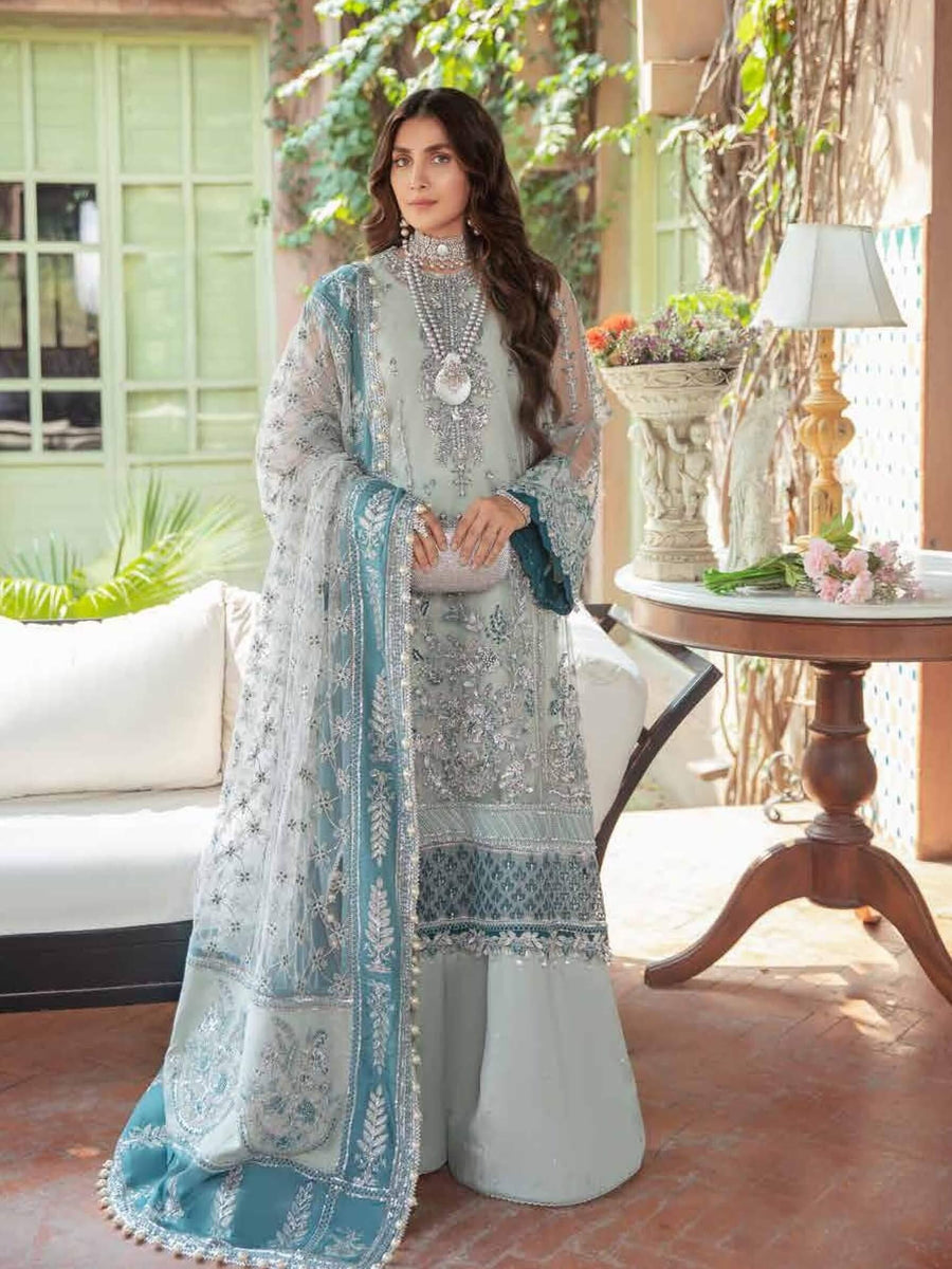 Afrozeh Hayyat Wedding Formals Embroidered 3Pc Suit D-04 Azuri - FaisalFabrics.pk