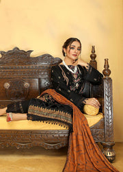 AKS by Humdum Unstitched Embroidered Woolen Peach 3Pc Suit D-01