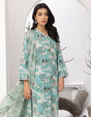 Puri Fabrics Flora Printed & Embroidered Swiss Lawn 3 Piece Suit D-01
