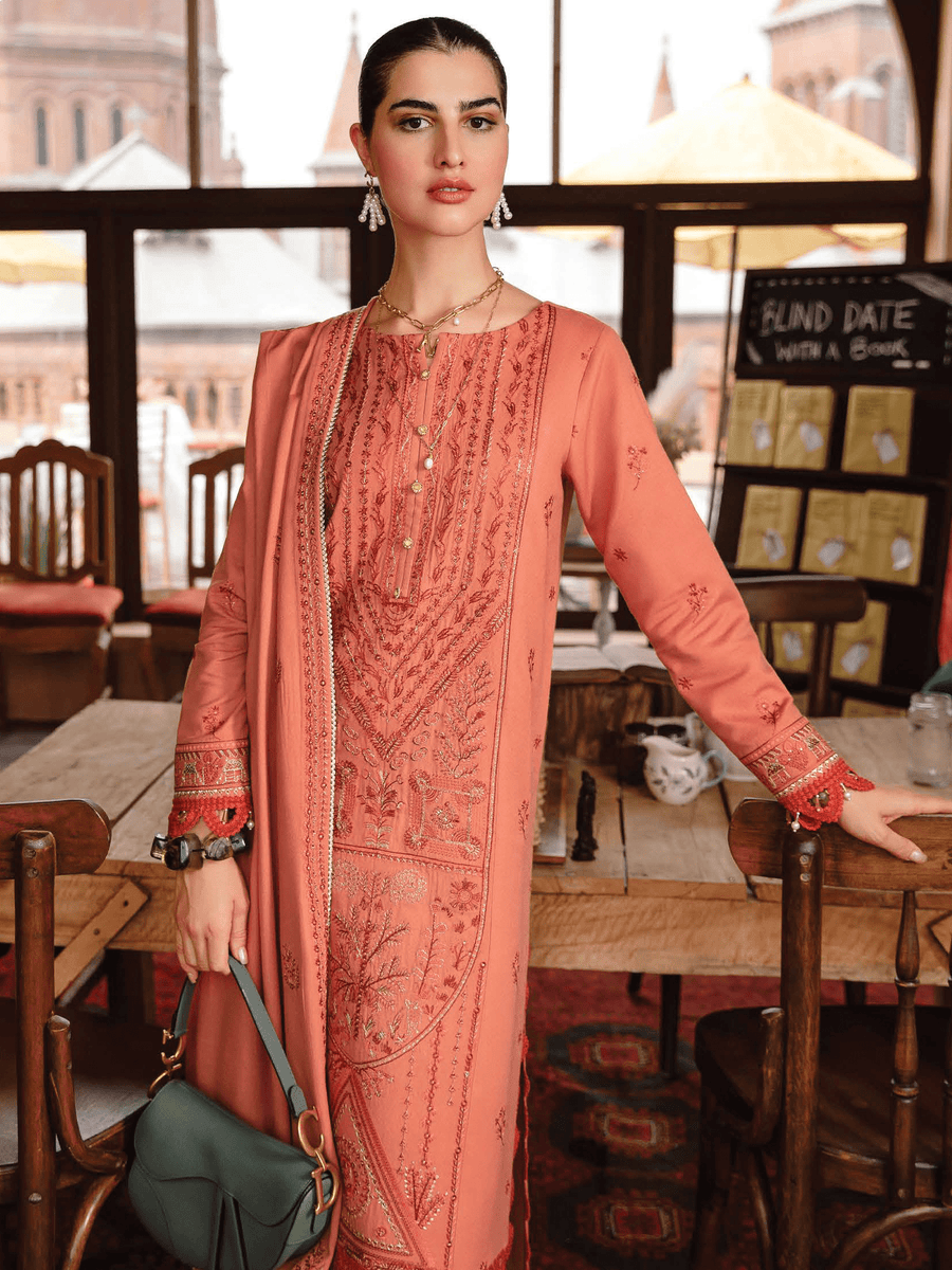 Rang Rasiya Premium Winter Unstitched Karandi 3Pc Suit D-01 RUBY