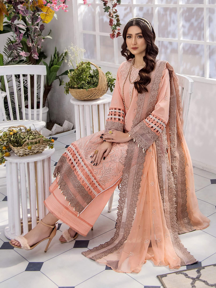 Afsoon by Humdum Embroidered Swiss Lawn Unstitched 3Piece Suit D-01