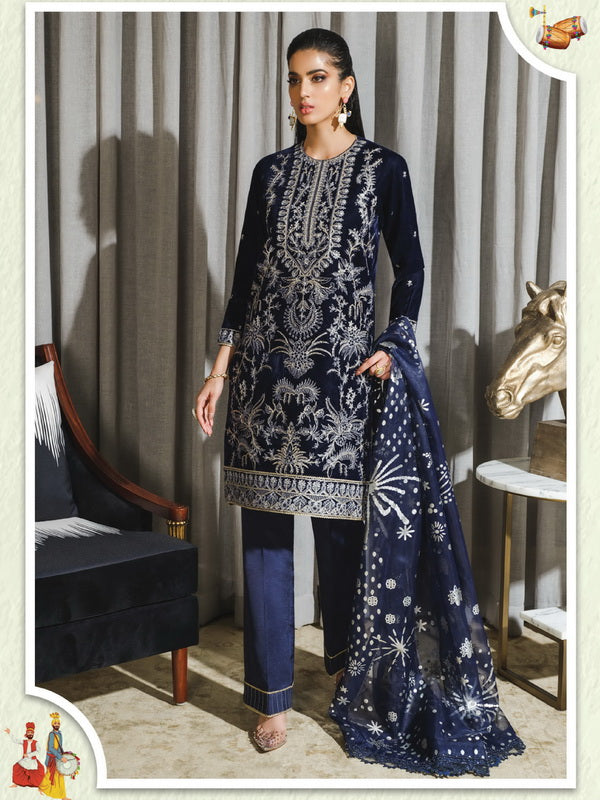 Rang Rasiya Tehwaar Unstitched Luxury Velvet 3Pc Suit D-01 Fairuzah