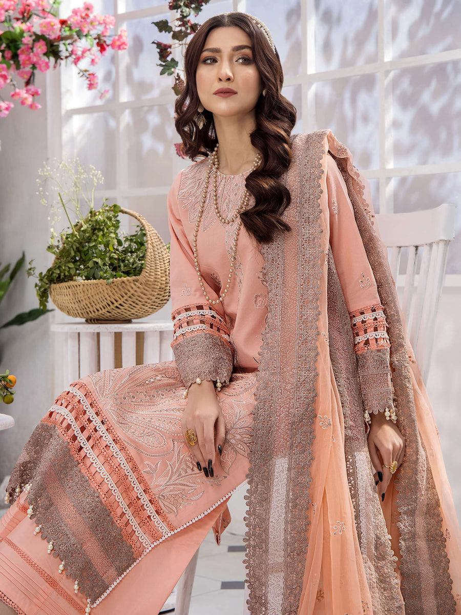 Afsoon by Humdum Embroidered Swiss Lawn Unstitched 3Piece Suit D-01