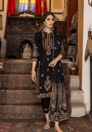 LAADLI by Humdum Unstitched Embroidered Peach Leather 3Pc Suit D-01
