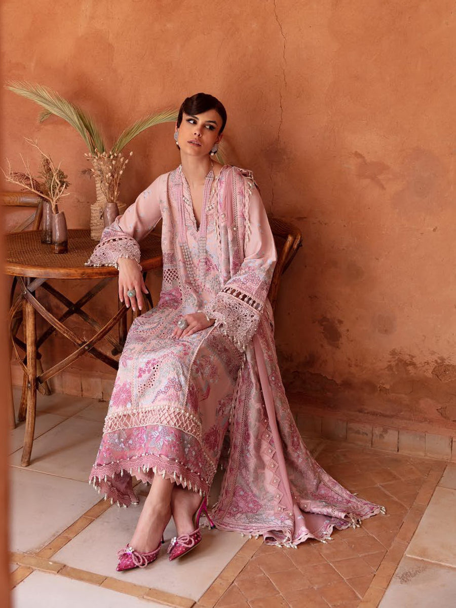 Republic WomensWear Unstitched Amaani Luxury Lawn 3Pc Suit D-1A Azalea