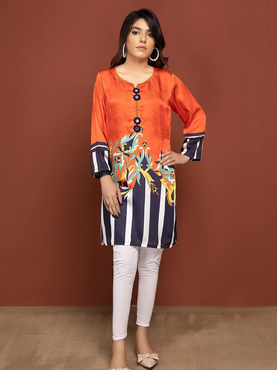 Labisa Silk di Kurti Unstitched Printed Silk 1Pc Shirt D-01