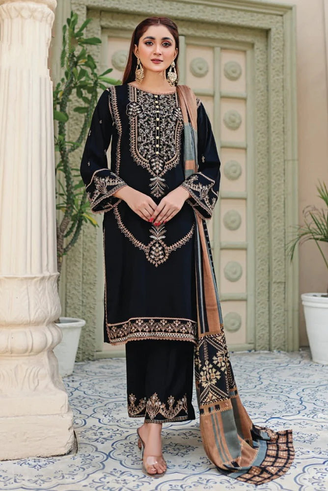 Puri Fabrics Fabura Leather Peach Unstitched Embroidered 3Pc Suit D-01