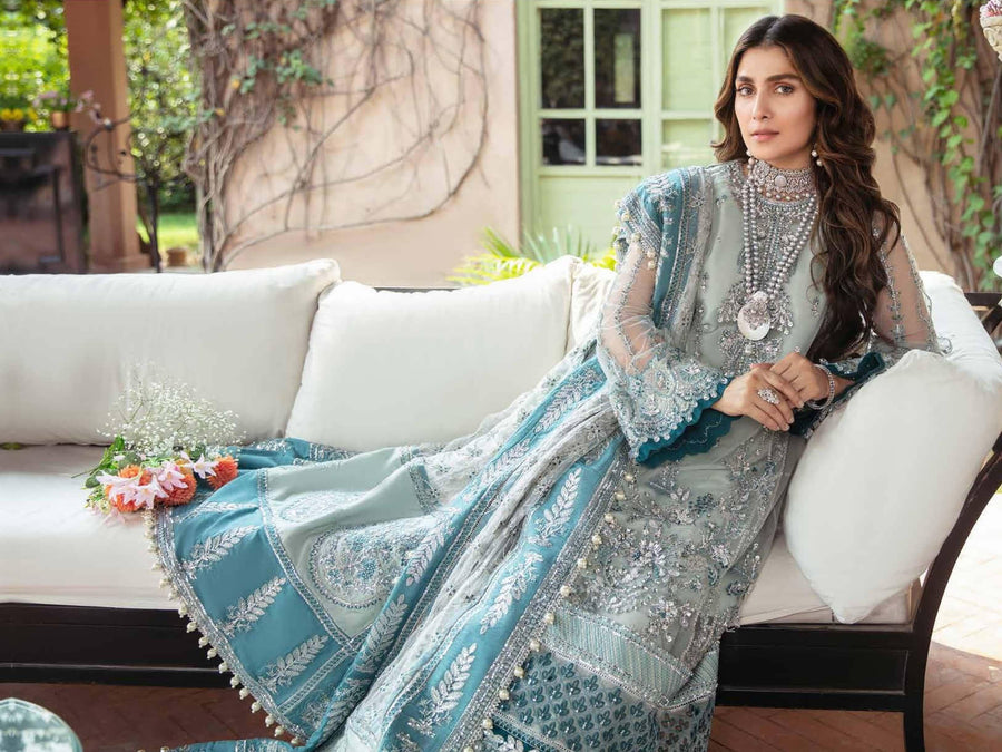 Afrozeh Hayyat Wedding Formals Embroidered 3Pc Suit D-04 Azuri - FaisalFabrics.pk