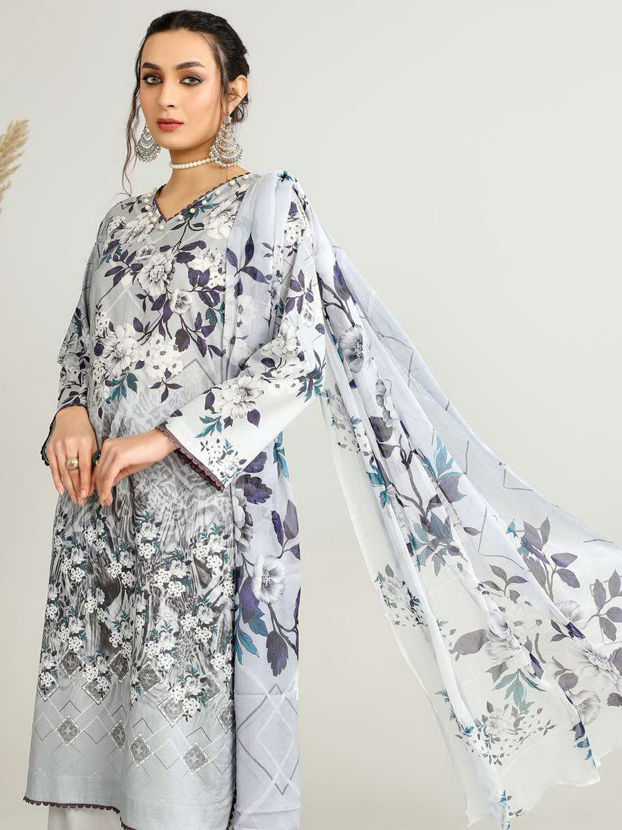 Harnour Vol-03 by Al-Kareem Fabrics Printed Lawn 3 Piece Suit D-01