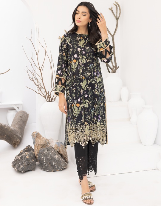 Puri Fabrics Flora Printed & Embroidered Swiss Lawn 3 Piece Suit D-02