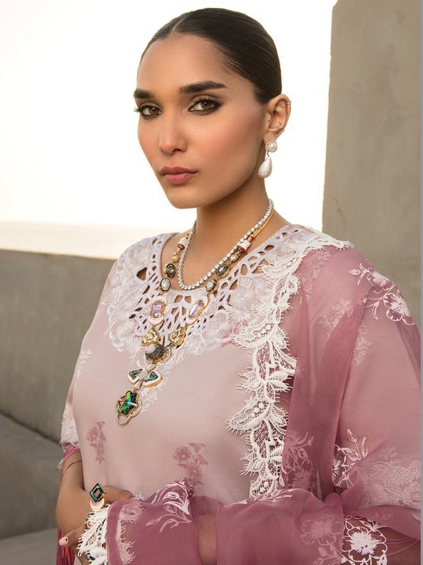 Rang Rasiya Florence Embroidered Lawn Unstitched 3Pc Suit D-02 Dahlia