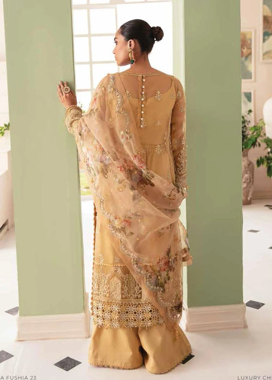 Afrozeh La Fuchsia Unstitched Festive Chiffon 3Pc Suit ALF-V1-02 DELAINE