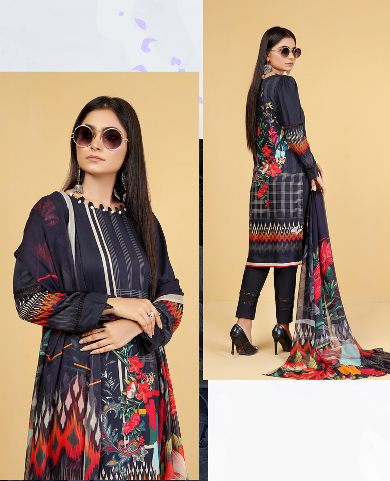 Zareen Vol-02 Staple Digital Printed Unstitched 3Pc Suit D-02