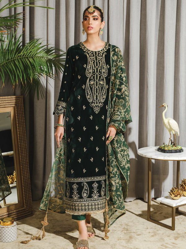 Rang Rasiya Tehwaar Unstitched Luxury Velvet 3Pc Suit D-02 Jaha Aara