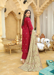 AKS by Humdum Unstitched Embroidered Woolen Peach 3Pc Suit D-02