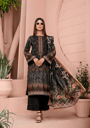 Florence Vol 08 Embroidered Staple Linen Unstitched 3Pc Suit D-02