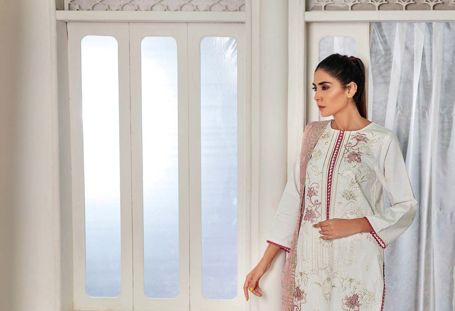 Noir by Humdum Unstitched Embroidered Slub Linen 3Pc Suit D-02