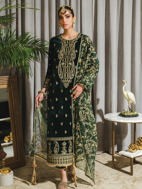 Rang Rasiya Tehwaar Unstitched Luxury Velvet 3Pc Suit D-02 Jaha Aara