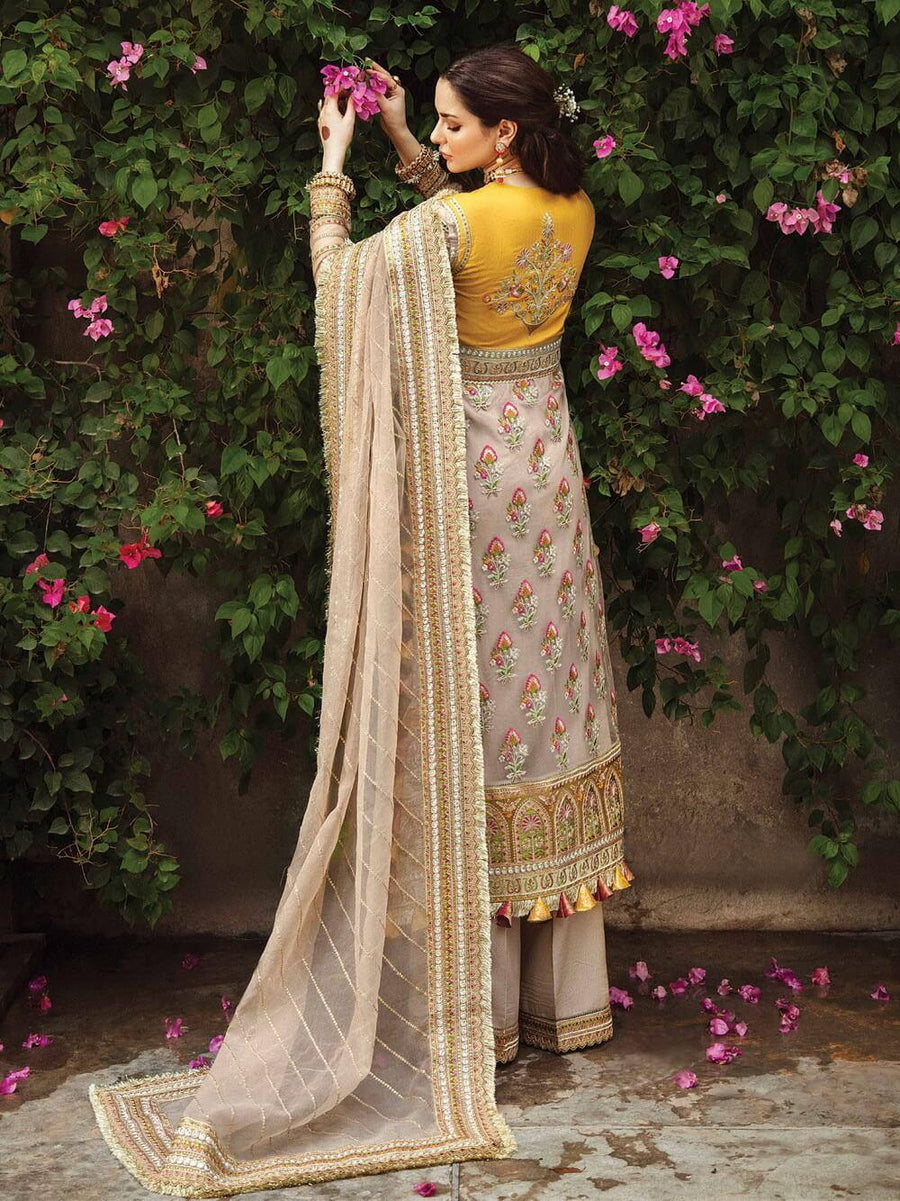Afrozeh Shehnai Wedding Formals Embroidered 3Pc Suit D-02 Chambeli - FaisalFabrics.pk