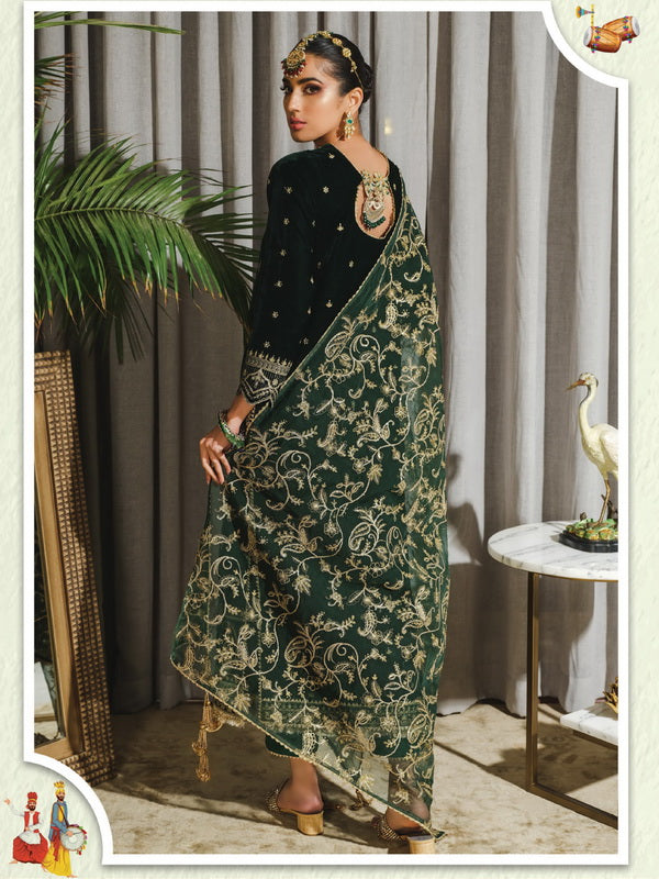 Rang Rasiya Tehwaar Unstitched Luxury Velvet 3Pc Suit D-02 Jaha Aara