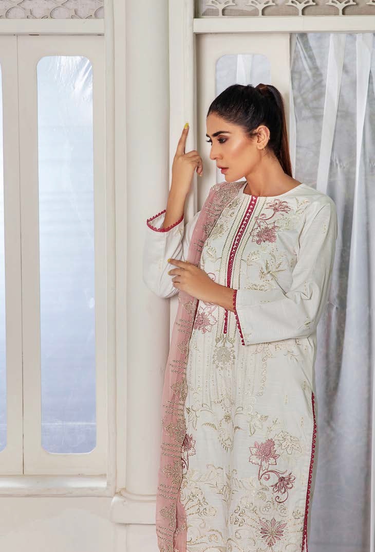 Noir by Humdum Unstitched Embroidered Slub Linen 3Pc Suit D-02