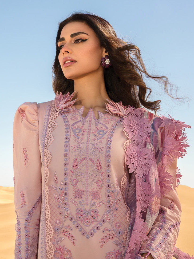 Rang Rasiya Premium Lawn Embroidered Unstitched 3Pc Suit D-02 Camila