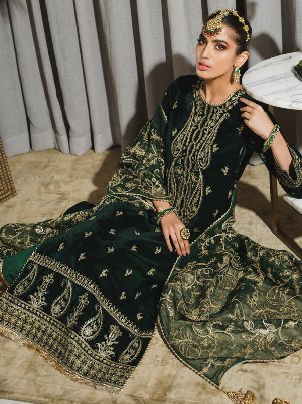 Rang Rasiya Tehwaar Unstitched Luxury Velvet 3Pc Suit D-02 Jaha Aara