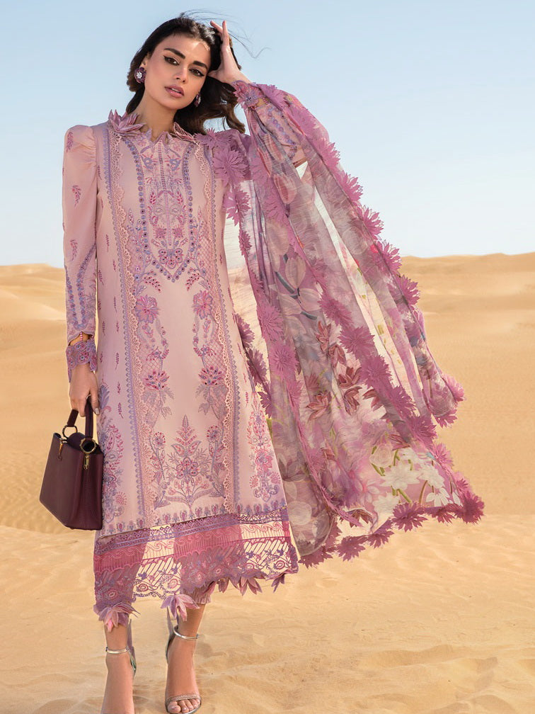 Rang Rasiya Premium Lawn Embroidered Unstitched 3Pc Suit D-02 Camila
