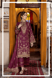 LAADLI by Humdum Unstitched Embroidered Peach Leather 3Pc Suit D-02