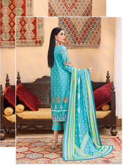 Al Kareem Shazmeen Prints Slub Linen Unstitched 3Pc Suit D-02