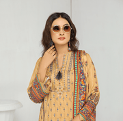 Florence Vol-10 Embroidered Staple Linen Unstitched 3Pc Suit D-02