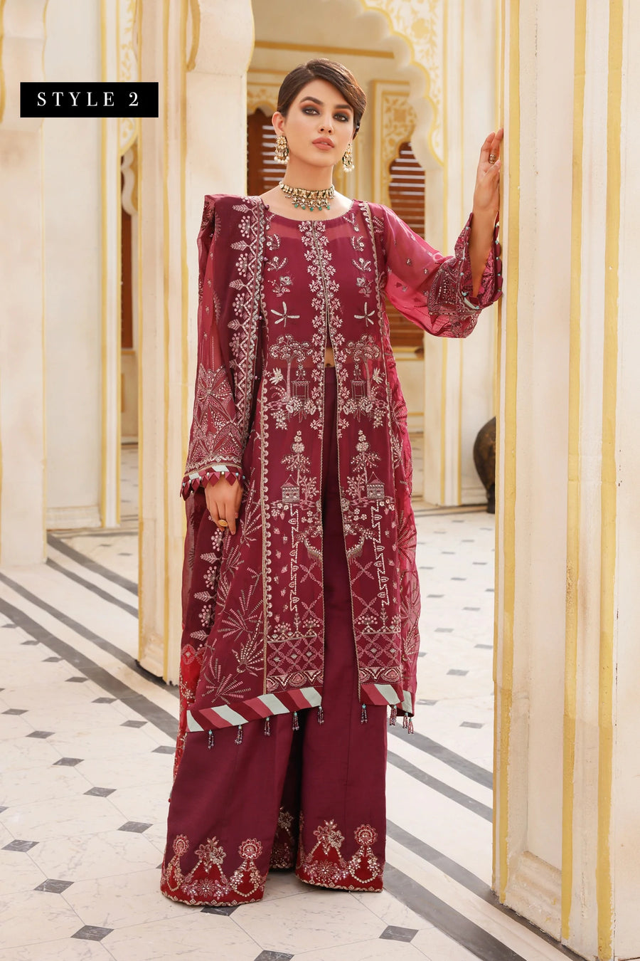 Xenia Formals Preesia Unstitched Chiffon 3Pc Suit D-02 HURREM