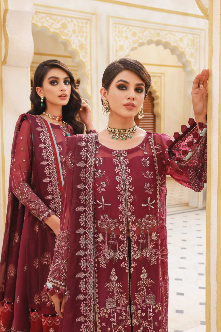 Xenia Formals Preesia Unstitched Chiffon 3Pc Suit D-02 HURREM