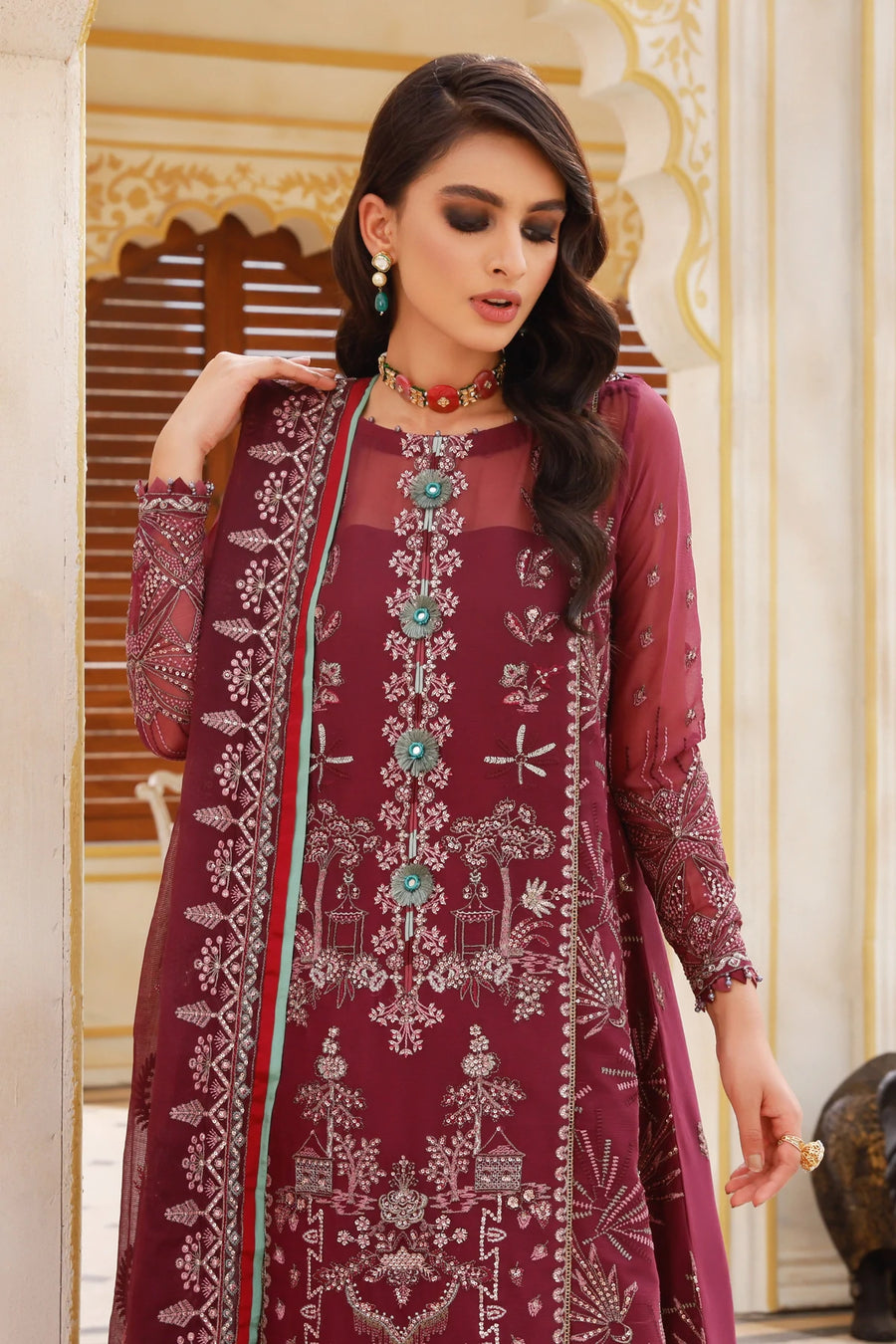 Xenia Formals Preesia Unstitched Chiffon 3Pc Suit D-02 HURREM