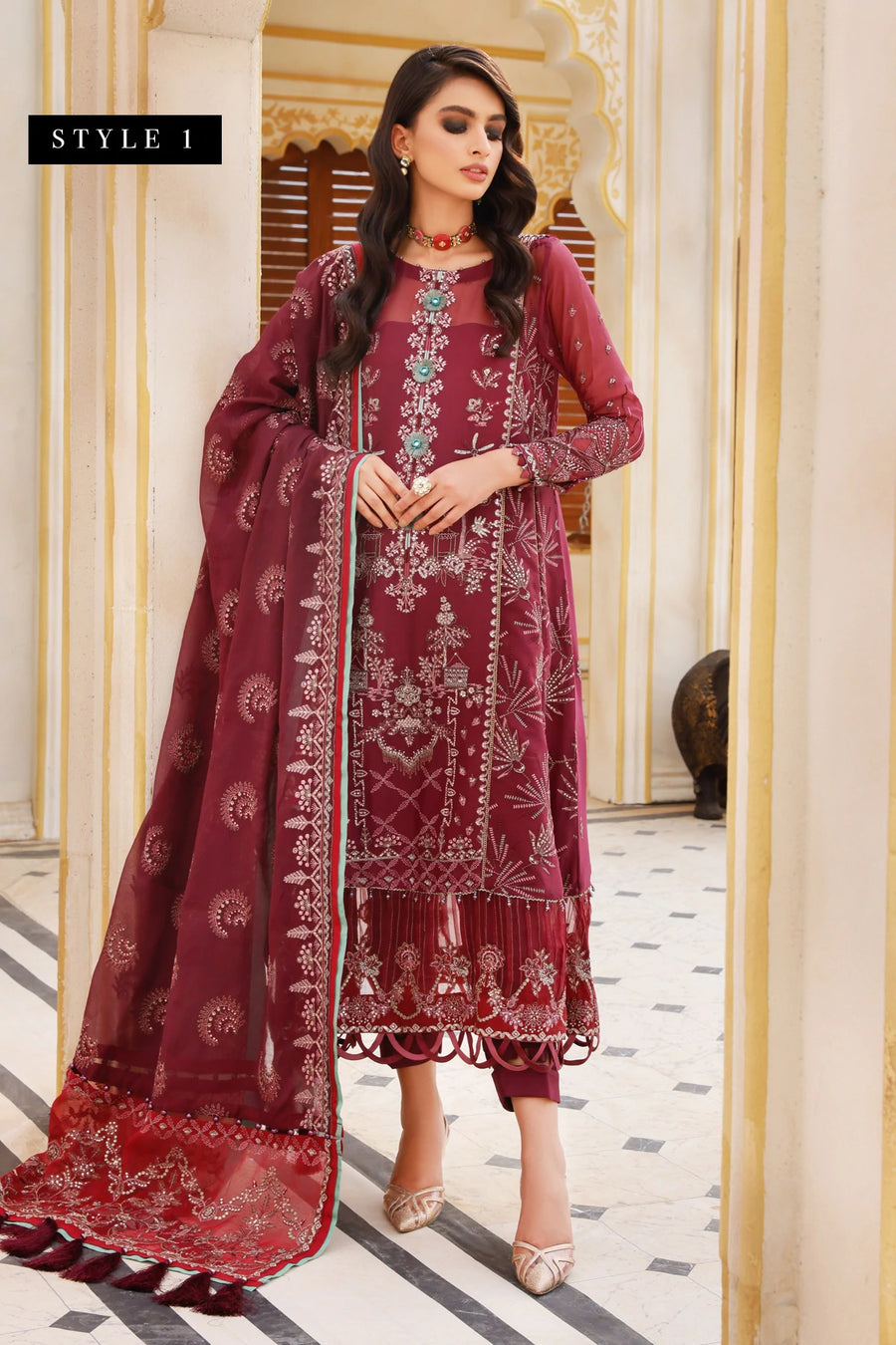 Xenia Formals Preesia Unstitched Chiffon 3Pc Suit D-02 HURREM
