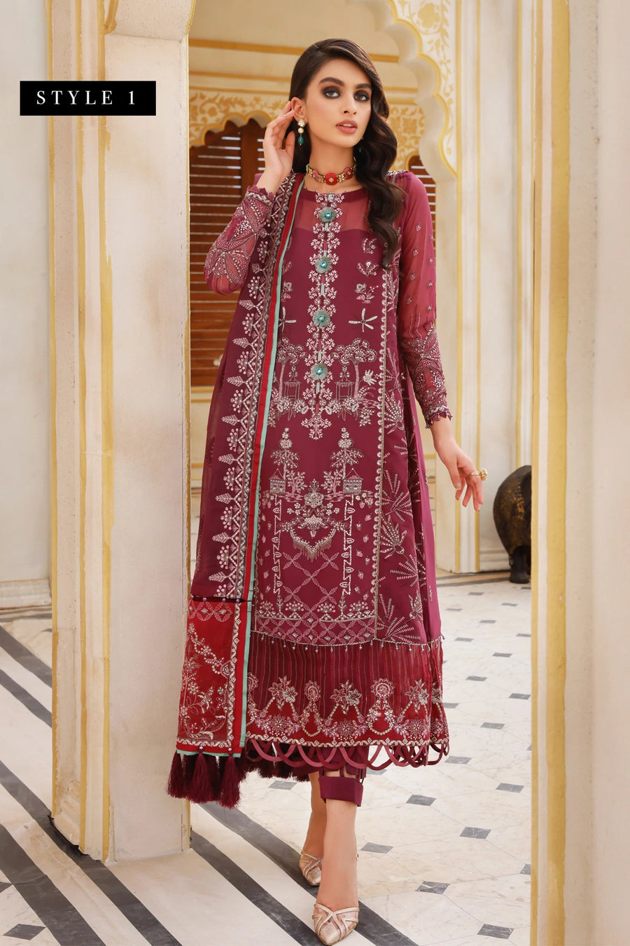 Xenia Formals Preesia Unstitched Chiffon 3Pc Suit D-02 HURREM