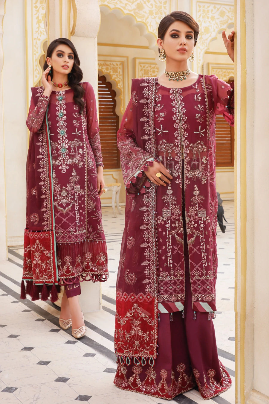 Xenia Formals Preesia Unstitched Chiffon 3Pc Suit D-02 HURREM