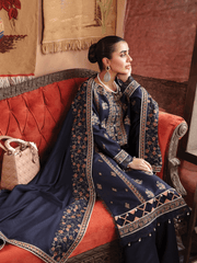 Rang Rasiya Premium Winter Unstitched Karandi 3Pc Suit D-02 BLUE BELL