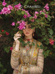 Afrozeh Shehnai Wedding Formals Embroidered 3Pc Suit D-02 Chambeli - FaisalFabrics.pk