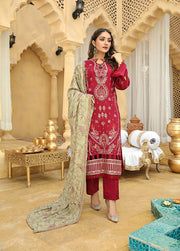 AKS by Humdum Unstitched Embroidered Woolen Peach 3Pc Suit D-02