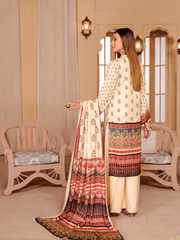 Al Kareem Bin Ismaeel Tarz Printed Cotrai Unstitched 3Pc Suit D-03