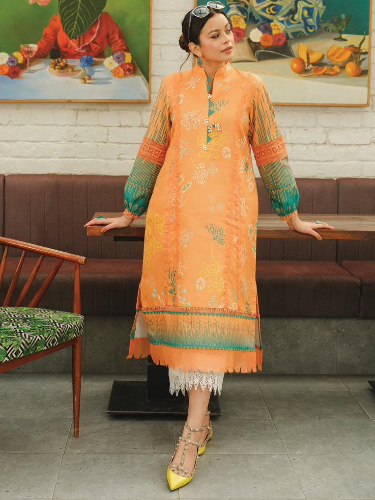 Rang Rasiya Tunic Digital Printed Lawn Unstitched Kurti D-03 Rose Mary