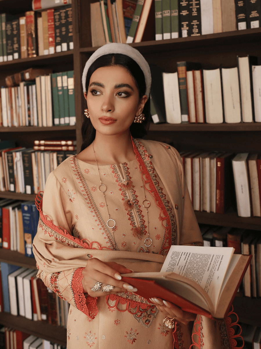 Rang Rasiya Premium Winter Unstitched Karandi 3Pc Suit D-03 BLAZE