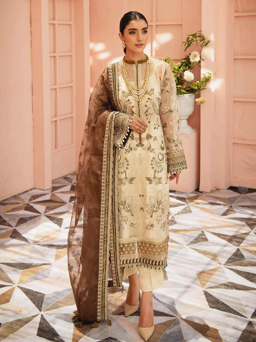 AIK Atelier Mystique Organza and Tulle Embroidered 3 Piece Suit Look-03 - FaisalFabrics.pk