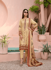 Florence Vol 08 Embroidered Staple Linen Unstitched 3Pc Suit D-03