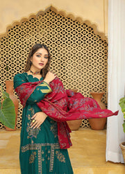 AKS by Humdum Unstitched Embroidered Woolen Peach 3Pc Suit D-03