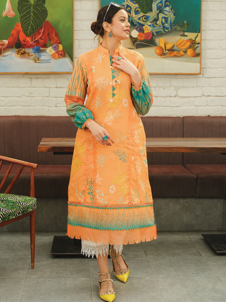 Rang Rasiya Tunic Digital Printed Lawn Unstitched Kurti D-03 Rose Mary