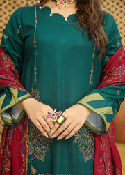 AKS by Humdum Unstitched Embroidered Woolen Peach 3Pc Suit D-03