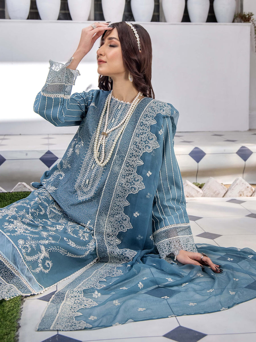 Afsoon by Humdum Embroidered Swiss Lawn Unstitched 3Piece Suit D-03